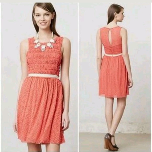Anthropologie Dresses & Skirts - Anthropologie Postmark Swiss Dot Ruched Dress SzS